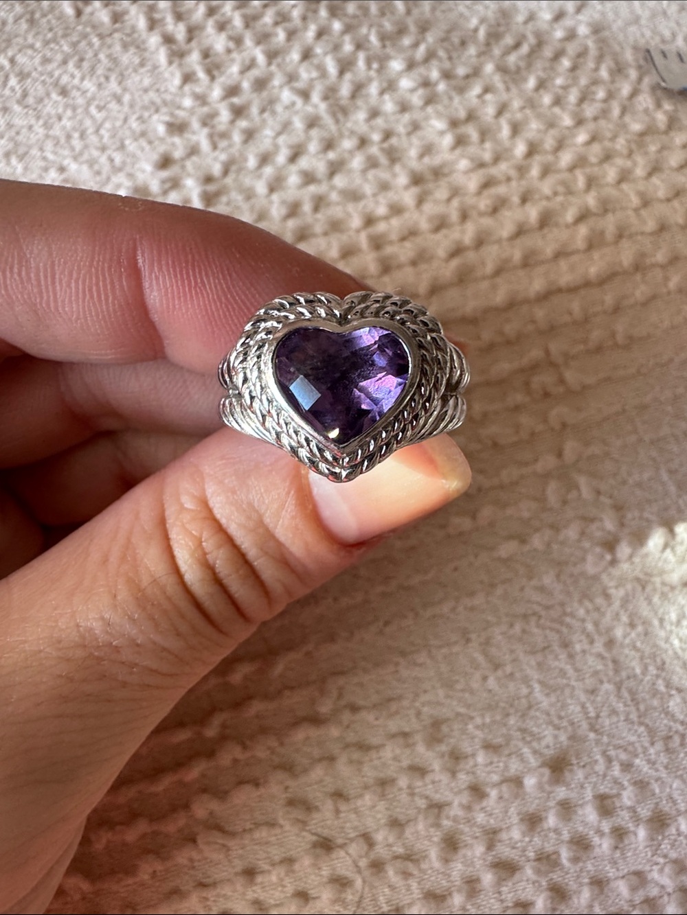 Judith Ripka sterling silver and amethyst ring size 7